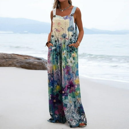 Women s Loose Casual Sleeveless Wide Leg Jumpsuits Print Trendy Button Strap Bib Overall Jumpsuits with Pockets
Women s Loose Casual Sleeveless Wide Leg Jumpsuits Print Trendy Button Strap Bib Overall Jumpsuits with Pockets
