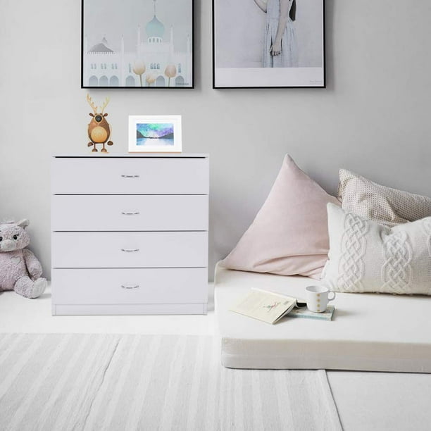 UBesGoo 4-Drawer Dresser with Metal Handles Bedside Night Stand Chest Storage Bedroom Furniture,Pure White