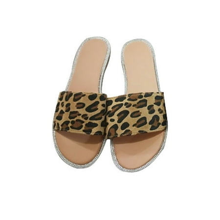 Gzztg Slippers for Women Flat Bottom Rhinestone Leopard Print Women s Beach Sandals And Slippers
Gzztg Slippers for Women Flat Bottom Rhinestone Leopard Print Women s Beach Sandals And Slippers