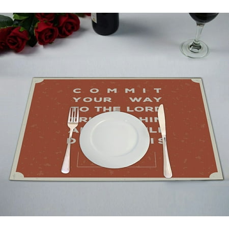 ECZJNT Commit Your Way To The Lord Bible Verse For Encouragement Typography Design Placemat Table Mat Cup Mat 12x18 inch Set of 2
ECZJNT Commit Your Way To The Lord Bible Verse For Encouragement Typography Design Placemat Table Mat Cup Mat 12x18 inch Set of 2