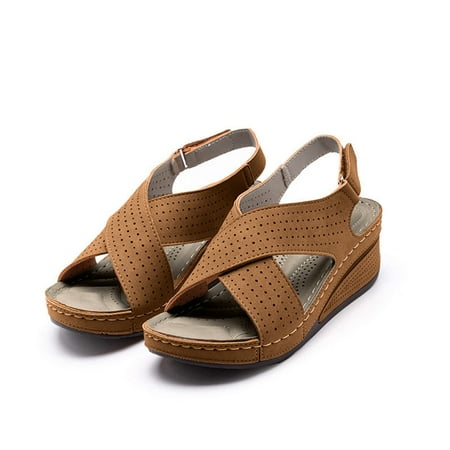Bnwani Shoes Women s Wedge Sandals Cut Out Open Toe Outdoor Travel Comfort Sandals Shoes