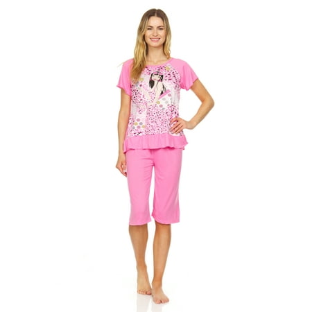 Lati Fashion Women Capri and Short Sleeve Top 2-Piece Female Pajamas Set Pink XXL
Lati Fashion Women Capri and Short Sleeve Top 2-Piece Female Pajamas Set Pink XXL