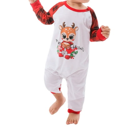 LisenraIn Parent-Children Christmas Pajamas Matching Family Tops Plaid Pants