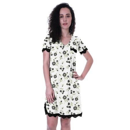 Moomaya Printed Nightwear Dress For WomenS Short Sleeve V-Neck Sleepwear Nightgown Dress
Moomaya Printed Nightwear Dress For WomenS Short Sleeve V-Neck Sleepwear Nightgown Dress