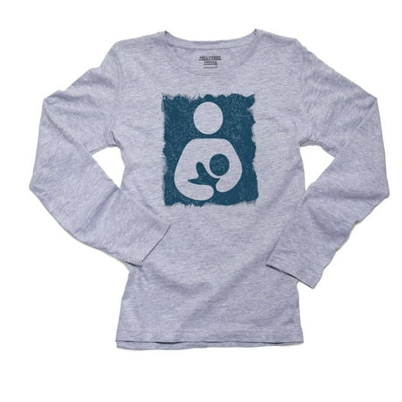 Simple Breastfeeding Nursing Icon Graphic Women s Long Sleeve Grey T-Shirt