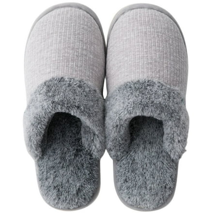 FAUX FUR KNIT FLEECE SLIPPERS