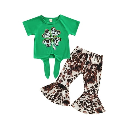 Frobukio St. Patrick s Day Festival Kids Girls Summer Outfits Four-leaf Clover Print T-shirt Leopard Flare Pants Sets Green 2-3 Years
Frobukio St. Patrick s Day Festival Kids Girls Summer Outfits Four-leaf Clover Print T-shirt Leopard Flare Pants Sets Green 2-3 Years