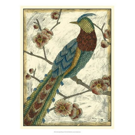 Evive Designs Embroidered Pheasant I by Chariklia Zarris Painting Print
