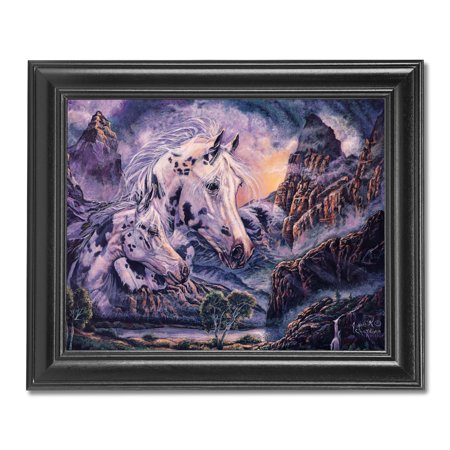 Spirit of a Wild Stallion Horse and Colt Western Wall Picture Black Framed
