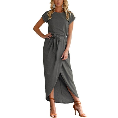 LSFYSZD Women Solid Color Dress with Waistband Round Collar Short Sleeve Irregular Hem One-piece
LSFYSZD Women Solid Color Dress with Waistband Round Collar Short Sleeve Irregular Hem One-piece