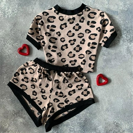 Knosfe Women Tops Shorts Set Two Piece Pajamas Set Short Sleeve Leopard Crew-Neck Pjs XL
Knosfe Women Tops Shorts Set Two Piece Pajamas Set Short Sleeve Leopard Crew-Neck Pjs XL