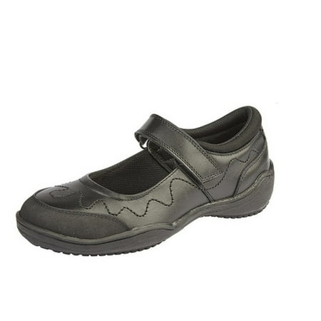 Roamers Girls Leather Touch Fastening School Shoe