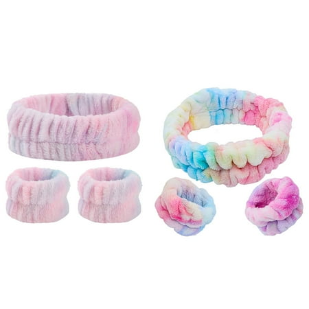 Reusable Spa Headband Wrist Washband Face Wash Set for Women Girls Avoid Liquid from Spilling Down Arms