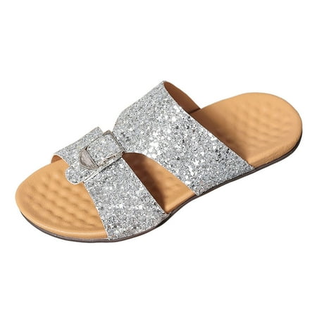 Mnyotv Womens Sandals Comfortable Women s Flat Sandals Silver Glitter Cool Women s Slippers Fashion Comfortable Silver Buckle Design Women s Sandals Silver 40
Mnyotv Womens Sandals Comfortable Women s Flat Sandals Silver Glitter Cool Women s Slippers Fashion Comfortable Silver Buckle Design Women s Sandals Silver 40