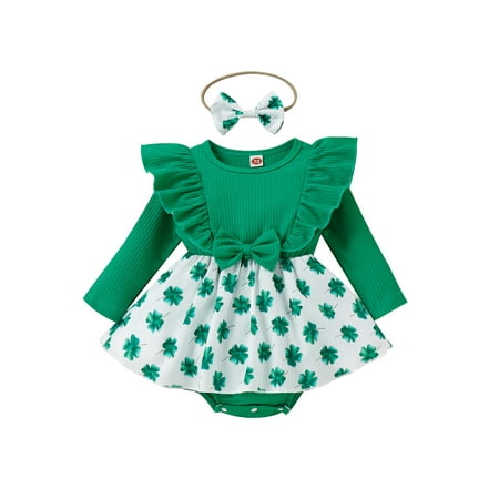 sdghg Festive Baby Girls Romper Dress Casual Four-leaf Clover Print Ruffle Long Sleeve Jumpsuits and Headband
sdghg Festive Baby Girls Romper Dress Casual Four-leaf Clover Print Ruffle Long Sleeve Jumpsuits and Headband
