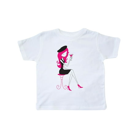 Inktastic French Girl Fashion Girl Pink Hair High Heels Gift Toddler Toddler Girl T-Shirt