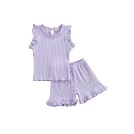 Xiaoluokaixin Toddler Baby Girl Summer Two Piece Outfit Sleeveless Ruffle Vest Shorts Solid Color Ribbed Clothes cqH
Xiaoluokaixin Toddler Baby Girl Summer Two Piece Outfit Sleeveless Ruffle Vest Shorts Solid Color Ribbed Clothes cqH