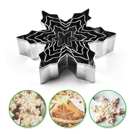 5Pcs Christmas Snowflake Cookie Cutter Biscuit Chocolate Cake Mold Baking Tool