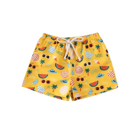 Fullvigor Boys Beach Shorts Tropical Print Elastic Waist Bottoms