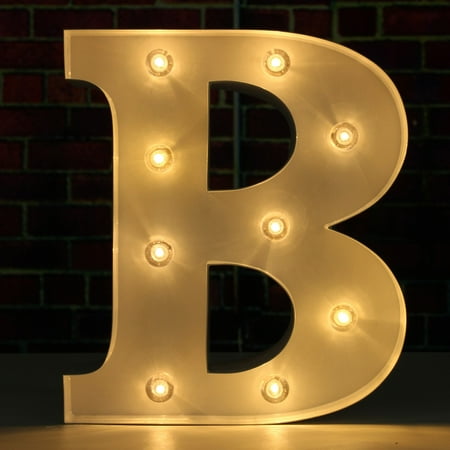 Decorative LED 9'' White Metal Marquee Letter Light Alphabet Letter Lights Romantic Letter A- M For For Wedding Birthday Party Christmas Night Light Lamp Home Decor