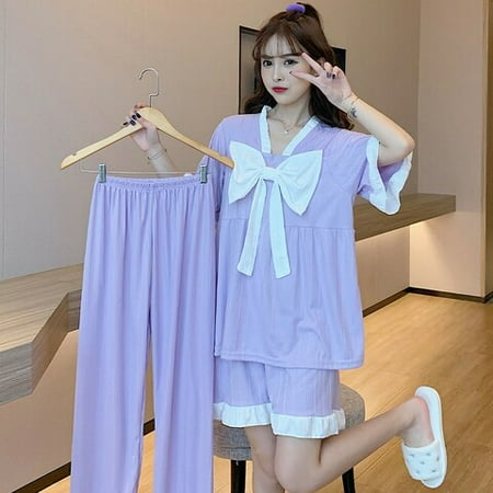 PIKADINGNIS WAVMIT New Women Pajamas Set CottonSleepwear Shirt Short Sleeve Pyjamas Young Girl Short 3 Pieces Solid Color Homewear Clothes
PIKADINGNIS WAVMIT New Women Pajamas Set CottonSleepwear Shirt Short Sleeve Pyjamas Young Girl Short 3 Pieces Solid Color Homewear Clothes