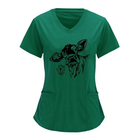 Women Short Sleeve V-Neck Baseball Animal Cartoon Printed Scrubs Top Working Uniform Nurses Clothing Workwear Shirts Blouse Tops With Pockets Ladies Dailywear
Women Short Sleeve V-Neck Baseball Animal Cartoon Printed Scrubs Top Working Uniform Nurses Clothing Workwear Shirts Blouse Tops With Pockets Ladies Dailywear