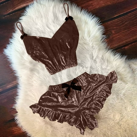 Honeeladyy Women V-Neck Velvet Sexy Stain Camisole Pajamas Bowknot Shorts Set sexy lingerie for women
Honeeladyy Women V-Neck Velvet Sexy Stain Camisole Pajamas Bowknot Shorts Set sexy lingerie for women