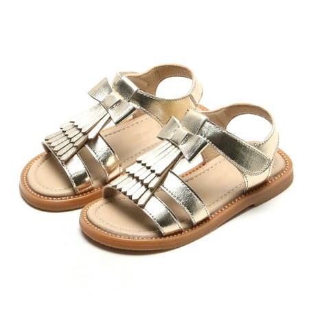 ESTINE Toddler Girl Open Toe Lightweight Summer Female Casual Dress Sandals - Gold 8M
