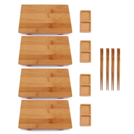 BambooMN Bamboo Sushi Board Tray Chopsticks and Compartment Sauce Dish 11.4 Rectangle - 4 Sets
BambooMN Bamboo Sushi Board Tray Chopsticks and Compartment Sauce Dish 11.4 Rectangle - 4 Sets