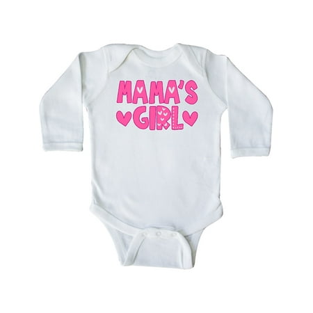 Inktastic Mama s Girl Pink with Hearts Gift Baby Girl Long Sleeve Bodysuit