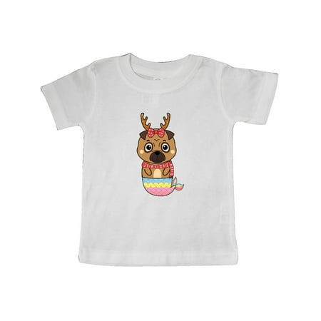 Inktastic Pug Christmas Mermaid Gift Baby Boy or Baby Girl T-Shirt