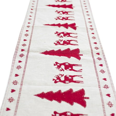 Christmas Table Runner Embroidered Tablecloth Cloth Cover For New Year Decor