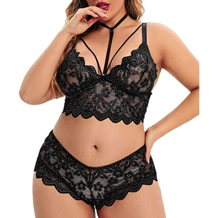 Underwear for Women Set Bra And Panty Plus Size Lingerie V Neck High Waist Floral Lace Criss Cross Bra And Panty 2 Piece Set No Underwire Cotton Black
Underwear for Women Set Bra And Panty Plus Size Lingerie V Neck High Waist Floral Lace Criss Cross Bra And Panty 2 Piece Set No Underwire Cotton Black