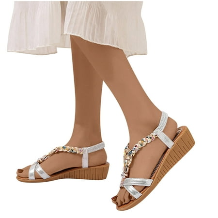 LWVITH Women s Open Toe Wedge Sandals Dressy Diamond Casual Sandal Summer Comfortable Sparkling Bohemian Beach Beaded Outdoor Wedding Sandals Clearance(Silver, 6.5)
LWVITH Women s Open Toe Wedge Sandals Dressy Diamond Casual Sandal Summer Comfortable Sparkling Bohemian Beach Beaded Outdoor Wedding Sandals Clearance(Silver, 6.5)