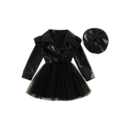 Nituyy 3-7Y Children Girls Dress with Beret Hat Baby Autumn Clothing Kids Long Sleeve Lapel PU Leather Patchwork Tulle Dress
Nituyy 3-7Y Children Girls Dress with Beret Hat Baby Autumn Clothing Kids Long Sleeve Lapel PU Leather Patchwork Tulle Dress
