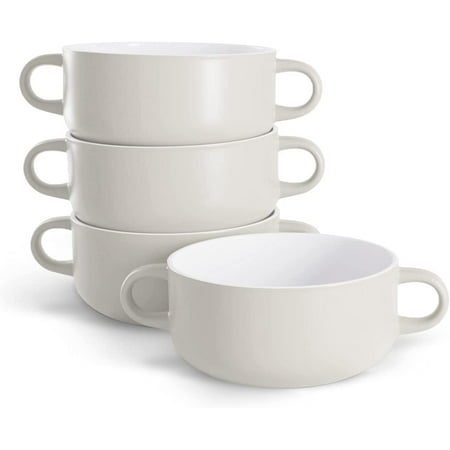 Kook Soup Crocks with Handles 18 oz Set of 4 White