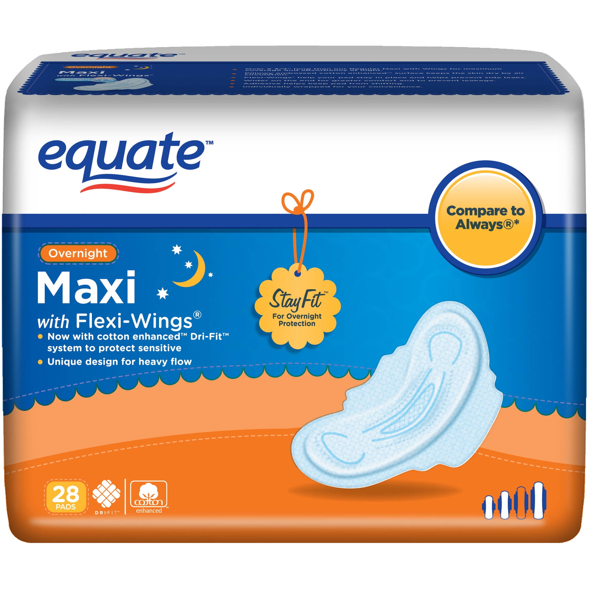 Equate Options Maximum Incontinence Pads, Regular Length, 14 count