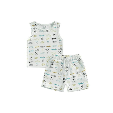 Qtinghua Newborn Infant Baby Girls Boys 2PCS Summer Outfits Sleeveless Tree/Fish Print Tank Tops Shirt + Shorts Set White 18-24 Months
Qtinghua Newborn Infant Baby Girls Boys 2PCS Summer Outfits Sleeveless Tree/Fish Print Tank Tops Shirt + Shorts Set White 18-24 Months