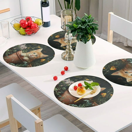 Round Grid Placemat One Sizex1 Round Placemat PVC Plate Mat,15.4 Inch Non-Slip and Heat Resistant Table Placemat Dining Room Placemat Flower Pot Cute Cat
Round Grid Placemat One Sizex1 Round Placemat PVC Plate Mat,15.4 Inch Non-Slip and Heat Resistant Table Placemat Dining Room Placemat Flower Pot Cute Cat