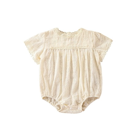 ELF 0-12M Infant Baby Girls Summer Jumpsuit Lace Trim Floral Embroidery Short Sleeve Romper for Toddler Cute Clothes
ELF 0-12M Infant Baby Girls Summer Jumpsuit Lace Trim Floral Embroidery Short Sleeve Romper for Toddler Cute Clothes