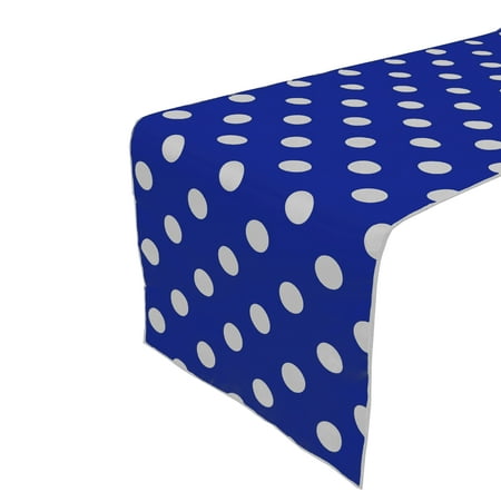 Cotton Print Table Runner Polka Dots White on Royal Blue
