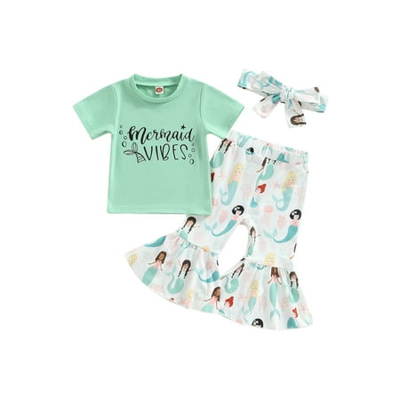 Sunisery 2Pcs Kids Toddler Girls Pants Sets Letters Print T-shirt Print Flare Pants Bowknot Headband Outfits Green 6-12 Months
Sunisery 2Pcs Kids Toddler Girls Pants Sets Letters Print T-shirt Print Flare Pants Bowknot Headband Outfits Green 6-12 Months