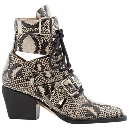 Chloe Ladies Python Boots In Grey Brand Size 38 (US Size 8)