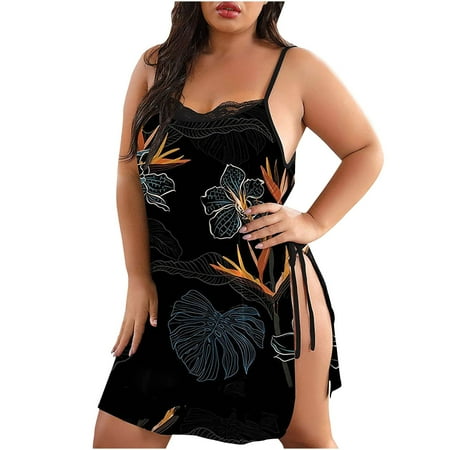 Women Plus Size Sleepdress Floral Nightgown Sexy Spaghetti Strap Slit Nightdress Lightweight Pajamas Loungewear Red
Women Plus Size Sleepdress Floral Nightgown Sexy Spaghetti Strap Slit Nightdress Lightweight Pajamas Loungewear Red