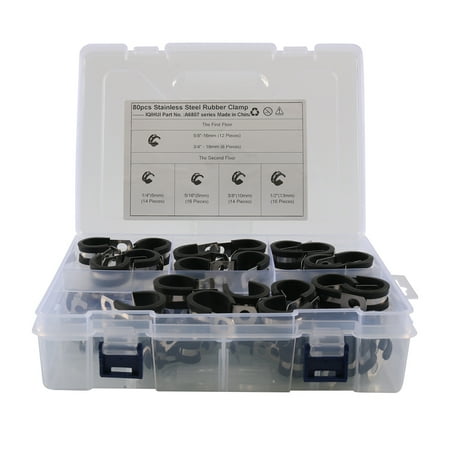iSpchen 80PCS Cable Clamps Set Rubber Cushioned 304 Stainless Steel Hose Clamps Loop Clamps Pipe Clamps in 6 Sizes for Wire Cord Installation
iSpchen 80PCS Cable Clamps Set Rubber Cushioned 304 Stainless Steel Hose Clamps Loop Clamps Pipe Clamps in 6 Sizes for Wire Cord Installation