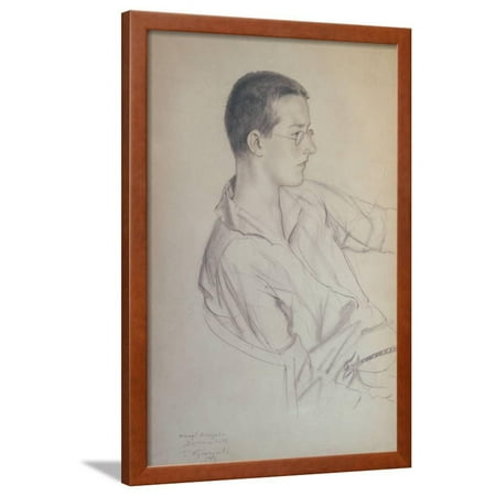 Portrait of the Composer Dmitri Shostakovitch (1906-197), 1923 Framed Print Wall Art By Boris Michaylovich Kustodiev