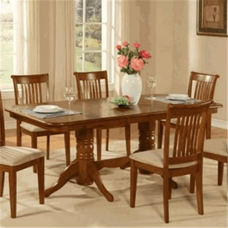 East West NAT-SBR-TP Napoleon double pedestal rectangular round corner dining room table with 17 inch butterfly leaf