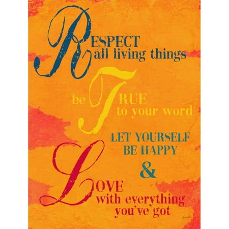 ArteHouse Decorative Wood Sign "Respect All Things" by Artist Lisa Weedn, 14" x 20", Planked Wood