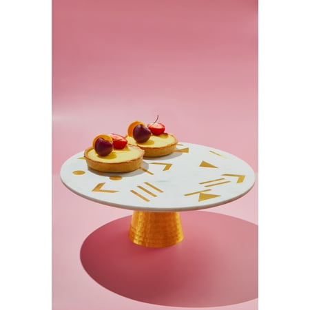 GAURI KOHLI Olympia Marble & Gold Cake Stand 12
