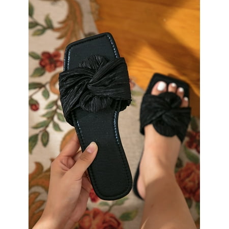 Twist Detail Metallic Slide Sandals Women‘s Footwear